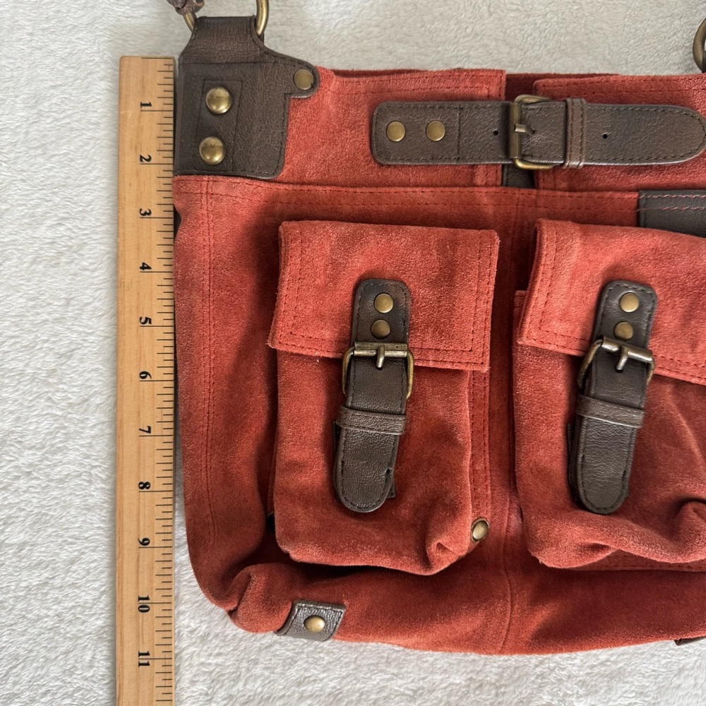 Genuine Leather & Suede Crossbody Messenger Bag, Unisex - Picture 10 of 11